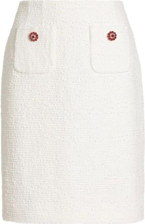 Dolce & Gabbana Falda de Tweed con Botones Joya - Skirts - Mujer - Blanco - S