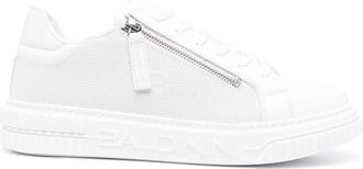 Baldinini embossed-logo lace-up sneakers - men - Fabric/Calf Leather/Rubber/Calf Leather (top grain) - 41 - White