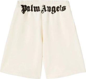 Palm Angels Casual Shorts, male, Beige, Size: XL Logo Print Beige Shorts