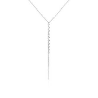The Lovery Lariat Bezel CZ Necklace in Silver at Nordstrom, Size 17