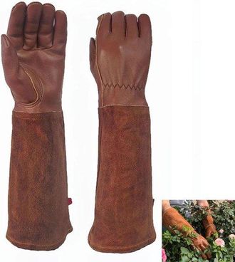 OEM 1 Par Guantes Jardiner&iacute;a, Guantes Jardiner&iacute;a Cuero Resistentes Pinchazos, Guantes Resistentes Cortes, Guantes Jardiner&iacute;a Unisex Piel Vaca, Marr&oacute;n