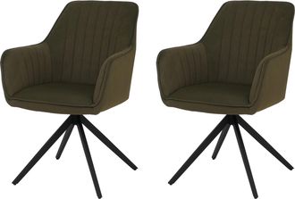 Hhg [nunca Usado] Juego De 2 Sillas De Comedor Hhg-499, Sillas De Cocina Con Respaldo Y Reposabrazos, Giratorias, Con Posici&oacute;n Autom&aacute;tica, De Tela/tejido,
