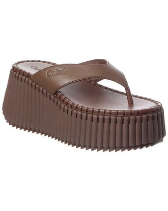 Chlo&eacute; Nama Leather Wedge Slide