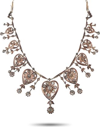 Luxury Bazaar Antique 10K Rose Gold Diamond Necklace MF22-080326