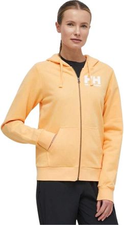 Helly Hansen HH Logo Full Zip Hoodie 2.0 - Dames - Sportshirts - Geel - XS - Katoen - Fitness
