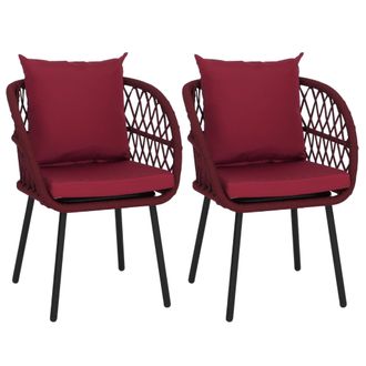 Hhg Juego De 2 Sillas De Jard&iacute;n Hhg-393, Sillones De Jard&iacute;n Con Reposabrazos, Estructura De Aluminio Con Trenzado De Cuerda Rope, Estructura Negra, Tapiza