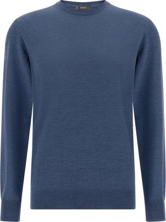 Boggi Milano Truien & Vesten, Heren, Blauw, M, Wol, Merino wol ronde hals trui