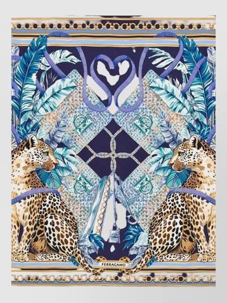 Ferragamo silk foulard felines mirror heart frame