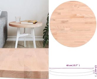 vidaXL Piano per Tavolo &Oslash;40x2,5 cm Rotondo in Legno Massello di Faggio - Tavolo rotondo - Tavolino da bar