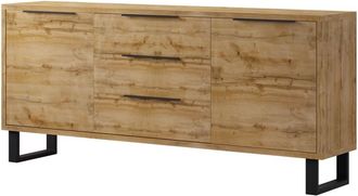 Petits Meubles Aparador 2 puertas 3 cajones estratificado marrón metal