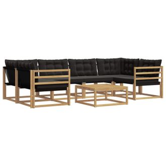 vidaXL Conjunto De Sof&aacute;s De Exterior 7 Pcs Blanco Y Negro Vidaxl