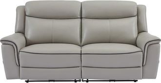 VENTE-UNIQUE.COM Sof&aacute; relax piel 3 plazas gris claro 210x95cm
