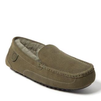 Dearfoams Fireside Melbourne Genuine Shearling Moccasin Slipper in Loden at Nordstrom, Size 10