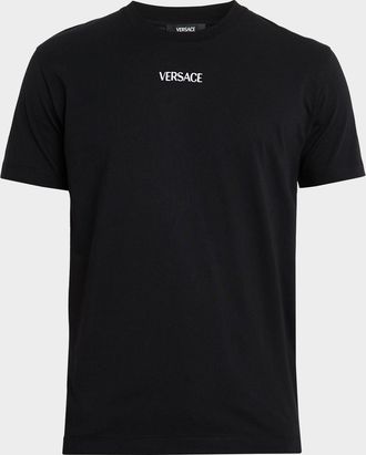 Versace Mens Cotton Embroidered Logo T-Shirt
