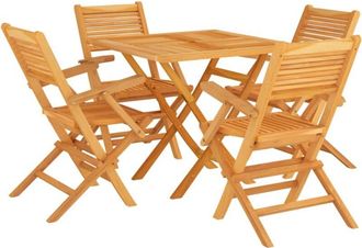vidaXL Vidaxl - Juego De Comedor Para Jard&iacute;n 5 Piezas Madera Maciza De Teca