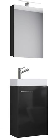 ebuy24 Ebuy24 - Set Vcm De 3 Piezas Lavadero Para Invitados Wc Ba&ntilde;o De Invitados Lavabo Wc Muebles De Ba&ntilde;o Juego De Ba&ntilde;o - Slito Sc (negro)