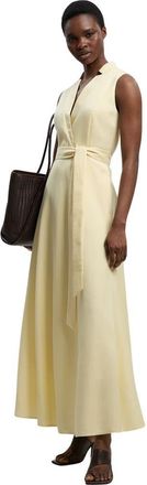 Karen Millen Tailored Linen Wrap Maxi Dress in Lemon at Nordstrom, Size 10