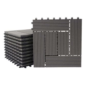 Hhg [non Utilizzato] Piastrelle Premio Pavimentazione Da Esterno Rhone T831 Wpc 30x30cm 11 Pezzi 1mq Grigio Incrociato