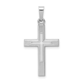Diamond2Deal 14K White Gold Brushed and Polished Latin Cross Pendant
