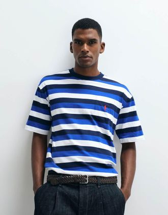 Polo Ralph Lauren Icon - T-shirt comoda a maniche corte nera a righe con logo-Nero
