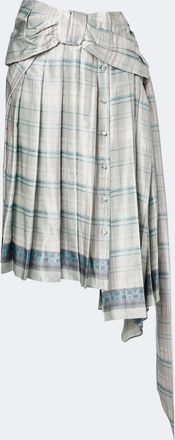 Acne Studios Gonna midi in raso di seta a quadri