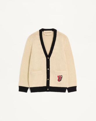 Valentino Cardigan Valentino In Lana Con Vg Ricamato Uomo BURRO/NERO XXL