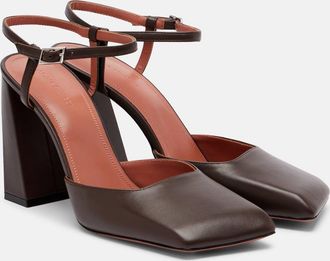 Amina Muaddi Charlotte 95 leather pumps