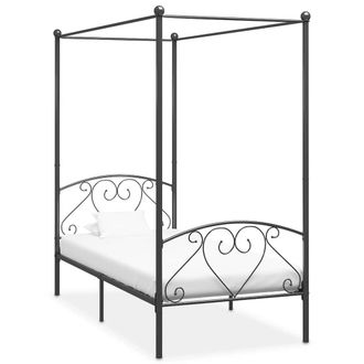 vidaXL Estructura Cama Con Dosel Sin Colch&oacute;n Metal Gris 100x200 Cm Vidaxl
