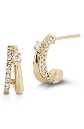 Dana Rebecca Designs Reese Brooklyn Diamond Double Huggie Hoop Earrings in Yellow Gold at Nordstrom