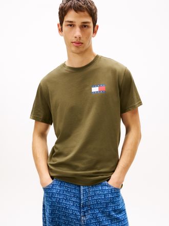Tommy Jeans T-Shirt TOMMY JEANS TJM SLIM ESSENTIAL FLAG TEE EXT, Herren, Gr. XXL, dunkelgr&uuml;nery, Single Jersey, Obermaterial: 100% Baumwolle, slim fit normal, Run