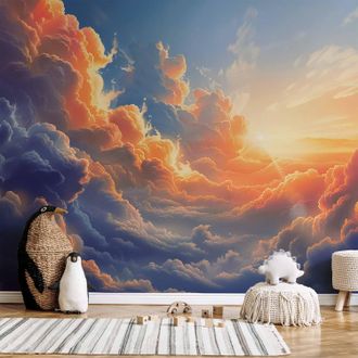 OEM Sfondo Fotografico - Tramonto Su Un Mare Nuvoloso: Una Meravigliosa Sinfonia Di Colori