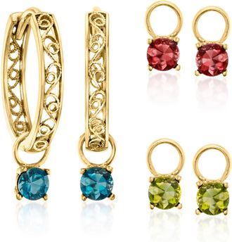 Ross-Simons 18kt Gold Over Sterling Hoop Earrings With 3 Pairs Of Interchangeable Multi-Gemstone Drops