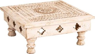 Wanderlust Deco Mesa centro de madera tallada acabado artesanal beige