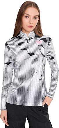 Jamie Sadock Sunsense Piece of My Heart Long Sleeve Quarter Zip Womens Clothing White : MD, Polyester/Spandex