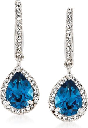 Ross-Simons London Blue and White Topaz Drop Earrings in Sterling Silver