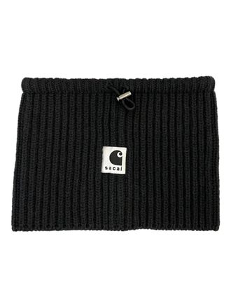 sacai x Carhartt WIP ribbed logo neck warmer - Black