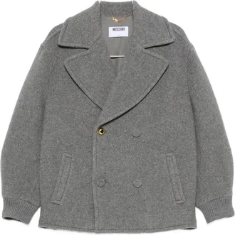 Moschino Heart-Motif Button Double-Breasted Jacket - Grey