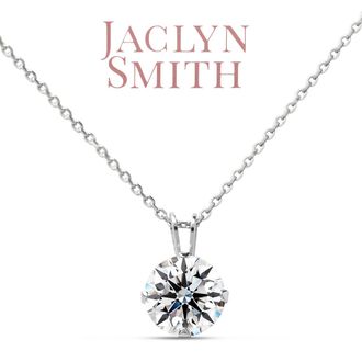 Jaclyn Smith 1/4 Carat Moissanite Solitaire Necklace In Yellow Gold With Free Chain