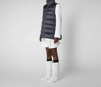 Save The Duck Coral Puffer Vest In Ebony Grey