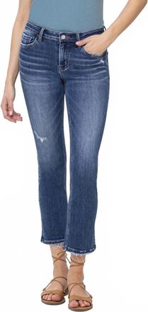 Flying Monkey Mid Rise Crop Slim Straight Jeans In Medium Blue
