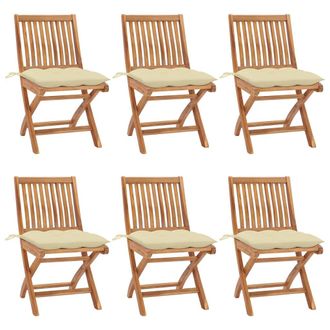 vidaXL Sillas De Jard&iacute;n Plegables 6 Uds Madera Maciza Teca Con Cojines Vidaxl