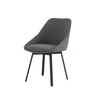 Koketto Home Silla de comedor acolchada gris oscuro con patas negras