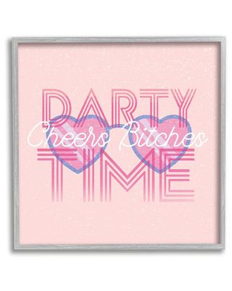 Stupell Industries Cheers Party Time Pink Phrase Framed Giclee Wall Art By Lil Rue