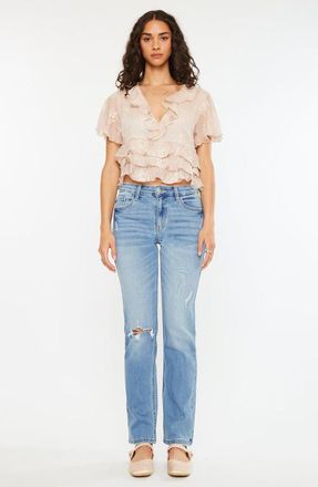 Kancan Florence Essentials High Rise Slim Straight Jeans in Medium Wash at Nordstrom, Size 28