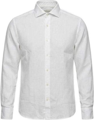Tintoria Mattei Garment Dyed Linnen Shirt - Heren - Zakelijke Overhemden - Wit - L - Linnen - Overhemden