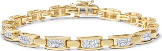 House of Brilliance 14K Yellow Gold Princess-Cut Diamond Links of Love Bracelet
