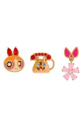 Girls Crew The Powerpuff Girls Blossom Set of 3 Single Stud Earrings in Gold at Nordstrom