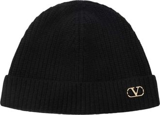 Valentino Zwarte Cashmere Hoeden - Heren - Hoeden - Zwart - ONE Size - Kasjmier - Accessoires
