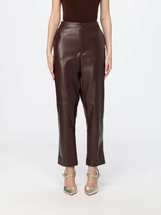 Twinset High-Waisted Cropped Rock-Style Trousers in Smooth Faux Leather