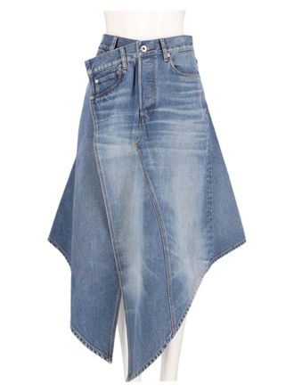 J.W.Anderson Blue Asymmetrical Layered Denim Midi Skirt